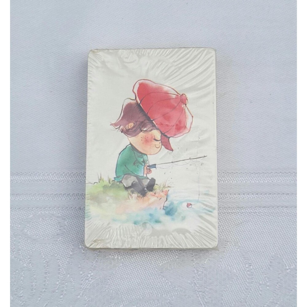 Vintage Playing Cards Fishing Boy New Old Stock! Full Deck!
